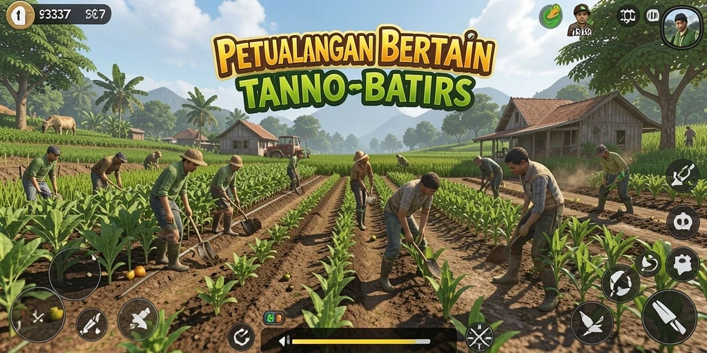 Tampilan gameplay 93337 dengan aktivitas bertani yang menyenangkan.