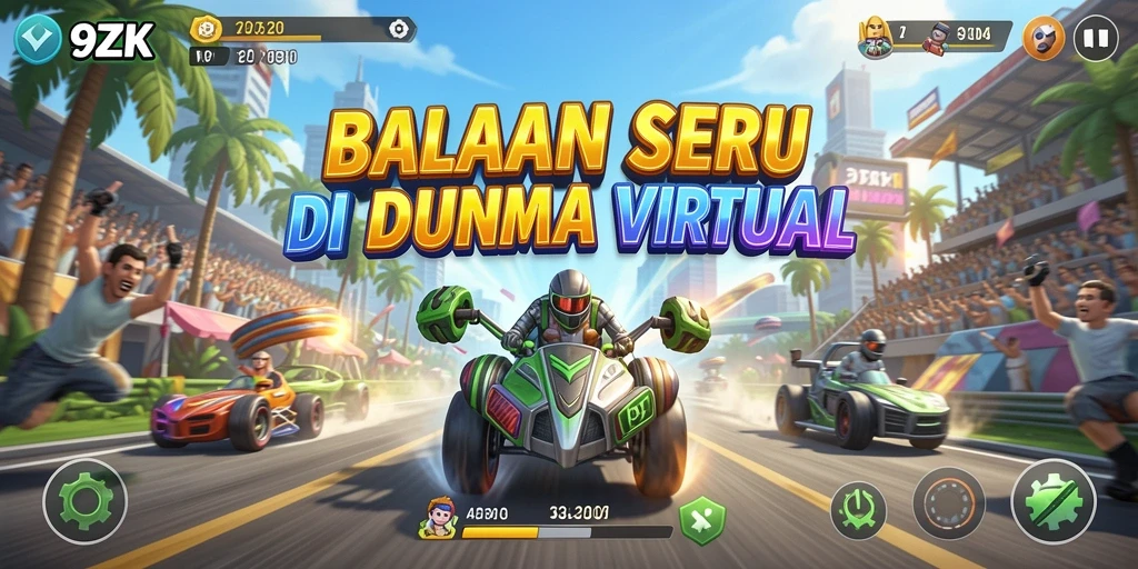 Gameplay balapan seru di 9ZK dengan trek menantang.