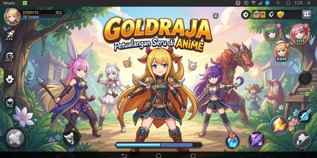 Screenshot gameplay GOLDRAJA menampilkan karakter anime yang beraksi.