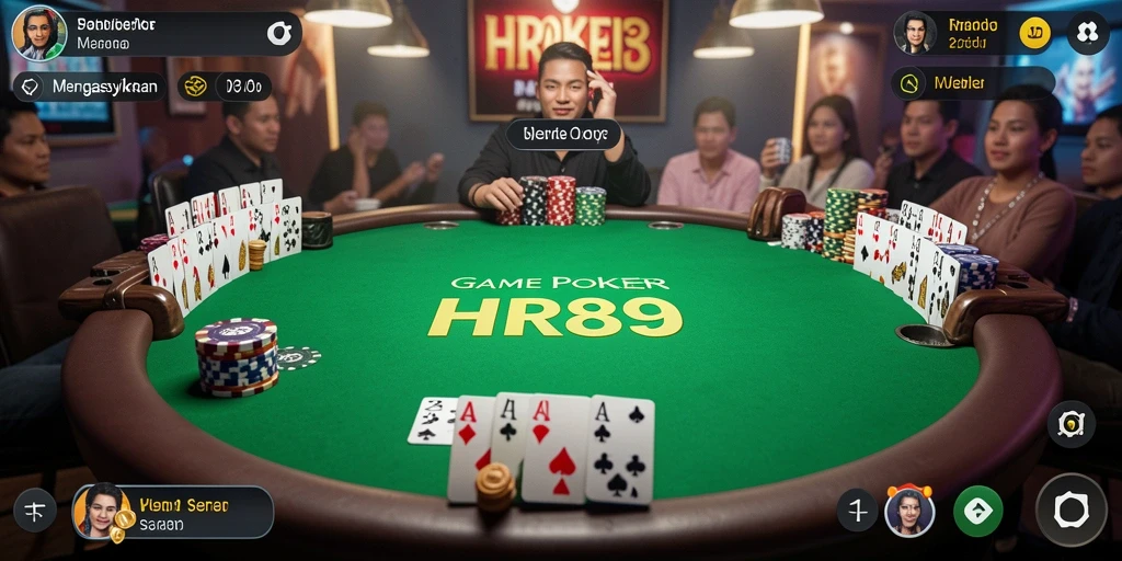 Tampilan gameplay menegangkan dari permainan poker HR89.
