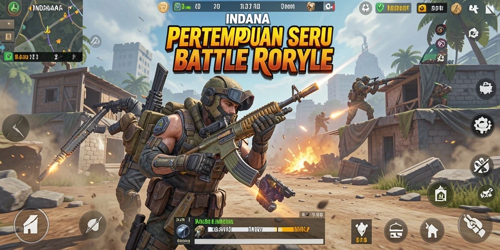 Screenshot menunjukkan aksi mendebarkan dalam game Battle Royale INDAAA.