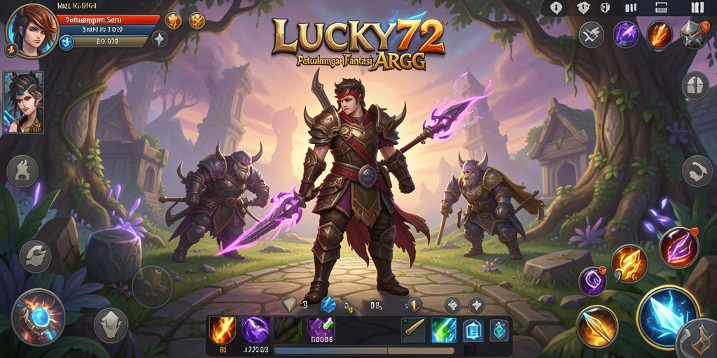 Tampilan gameplay LUCKY72 yang menampilkan pertarungan seru di dunia fantasi.
