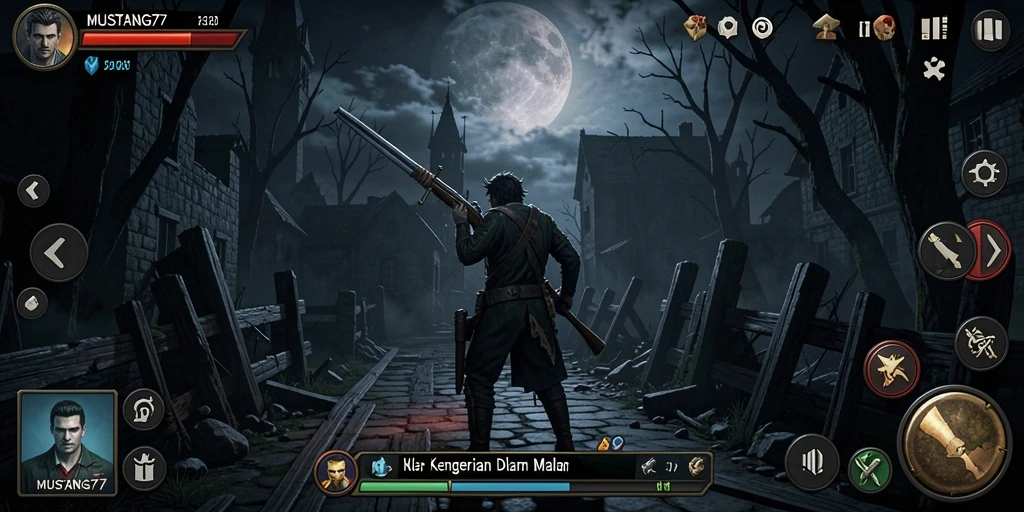 Tampilan gameplay MUSTANG77 yang menegangkan dan atmosfer Horror.