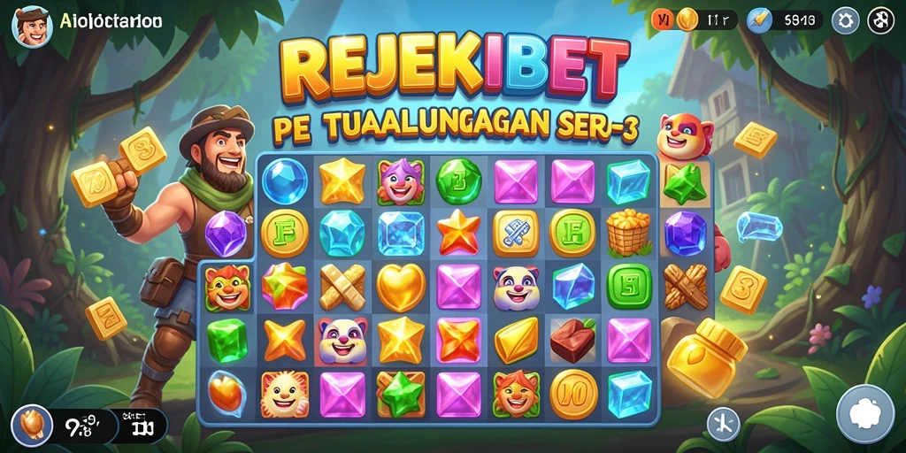 Screenshot gameplay seru dari REJEKIBET dalam aksi Match-3.