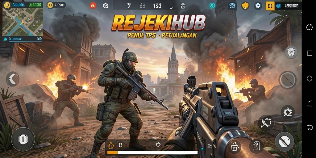 Tampilan gameplay seru di REJEKIHUB dengan aksi TPS yang mendebarkan.