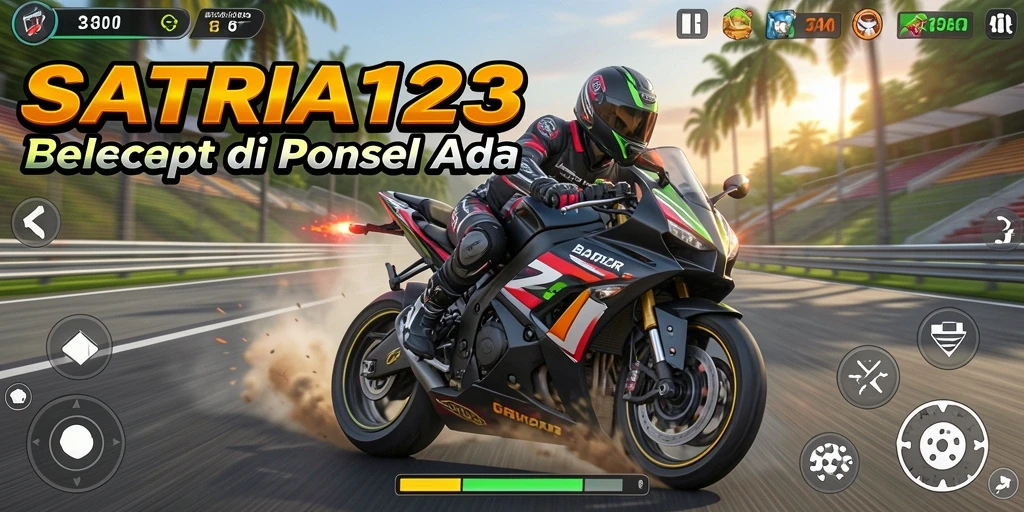 Tampilan gameplay balapan motor yang mendebarkan di SATRIA123.