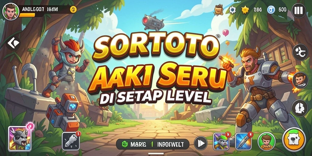 Tampilan gameplay SORTOTO dengan aksi mendebarkan dan karakter dinamis.