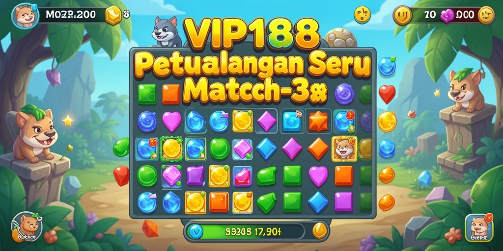 Screenshot utama VIP188 menampilkan momen seru gameplay Match-3.