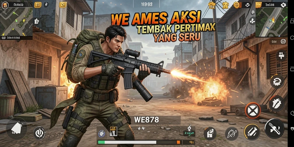 Tampilan gameplay mendebarkan dalam WE878 yang penuh aksi.